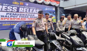 Polres Ciamis menindak penggunaan knalpot brong.