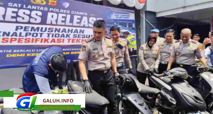 Polres Ciamis menindak penggunaan knalpot brong.