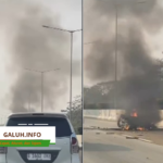 Kecelakaan mobil Subaru dan truk terjadi di Tol Serpong-Cinere, Tangerang Selatan.