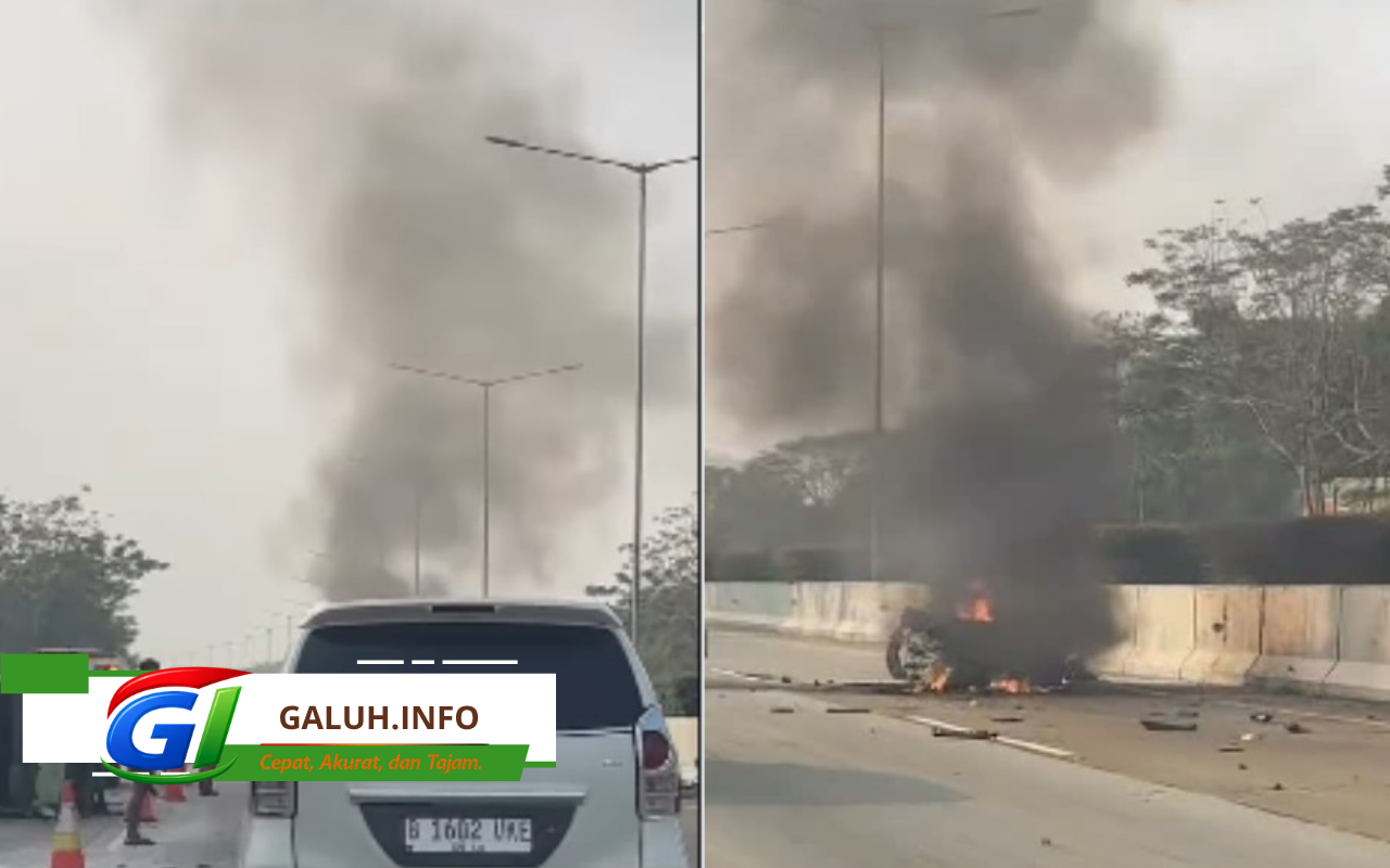 Kecelakaan mobil Subaru dan truk terjadi di Tol Serpong-Cinere, Tangerang Selatan.